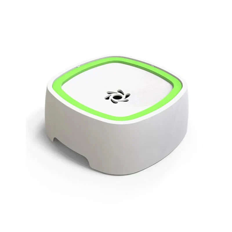 Floating dog water bowl with a clean, modern design and a green accent color for a stylish look.