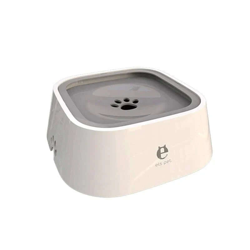 Floating dog water bowl with a unique design to reduce splashing and keep the area dry.