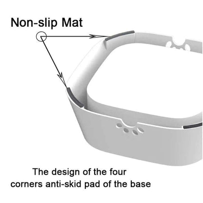 Close-up of the non-slip mat design on the base of a floating dog water bowl, ensuring stability and reducing spills.